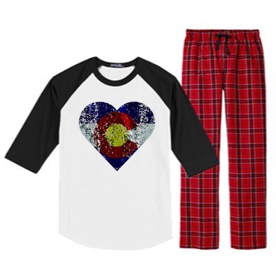 Colorado Flag Heart Raglan Sleeve Pajama Set