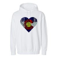 Colorado Flag Heart Garment-Dyed Fleece Hoodie