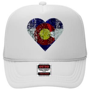 Colorado Flag Heart High Crown Mesh Back Trucker Hat