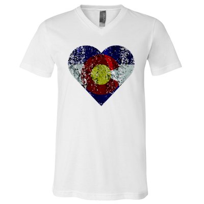 Colorado Flag Heart V-Neck T-Shirt