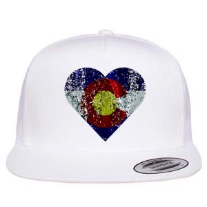 Colorado Flag Heart Flat Bill Trucker Hat