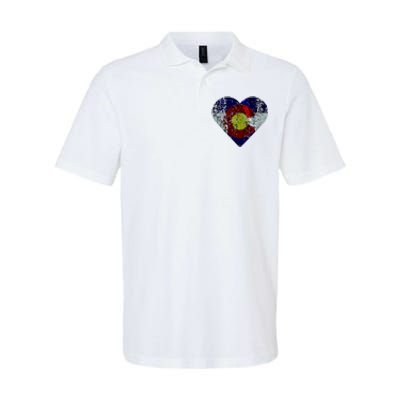 Colorado Flag Heart Softstyle Adult Sport Polo