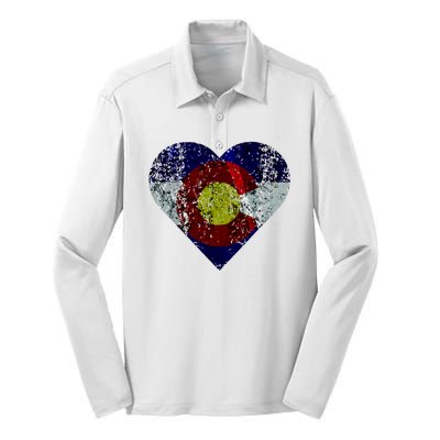 Colorado Flag Heart Silk Touch Performance Long Sleeve Polo