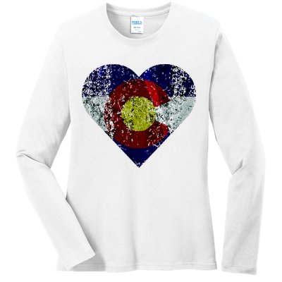 Colorado Flag Heart Ladies Long Sleeve Shirt