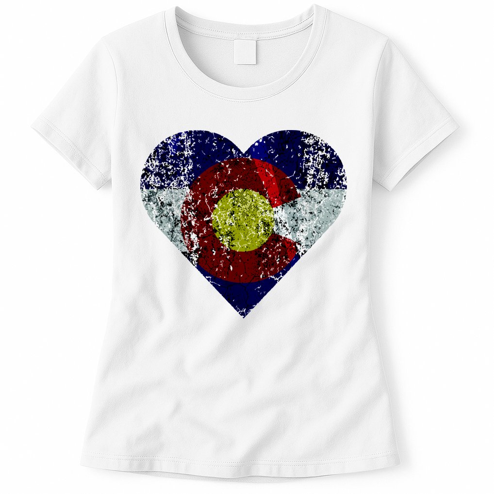 Colorado Flag Heart Womens T-Shirt