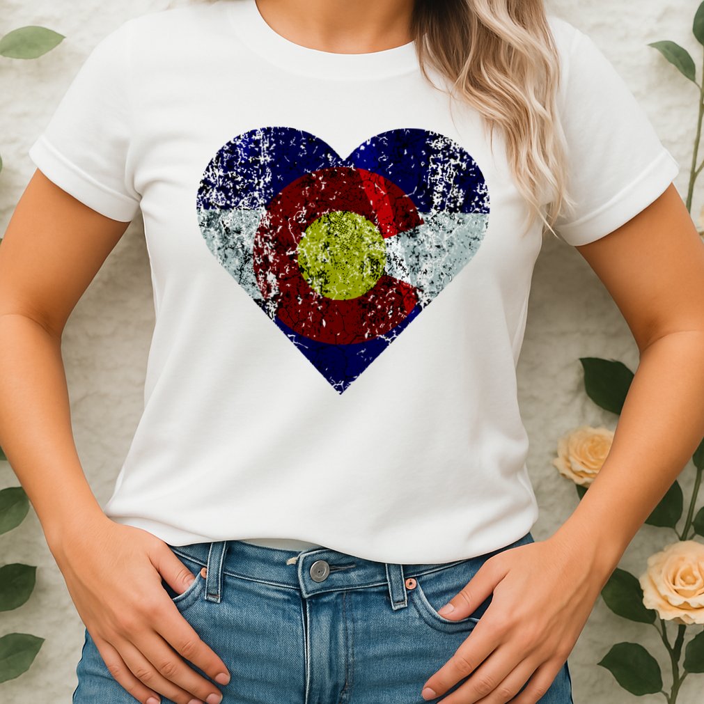 Colorado Flag Heart Womens T-Shirt