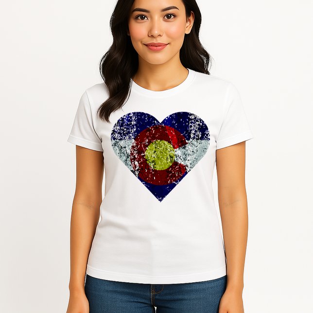 Colorado Flag Heart Womens T-Shirt