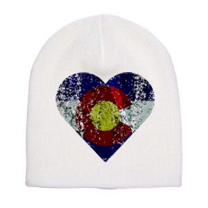 Colorado Flag Heart Short Acrylic Beanie