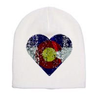 Colorado Flag Heart Short Acrylic Beanie