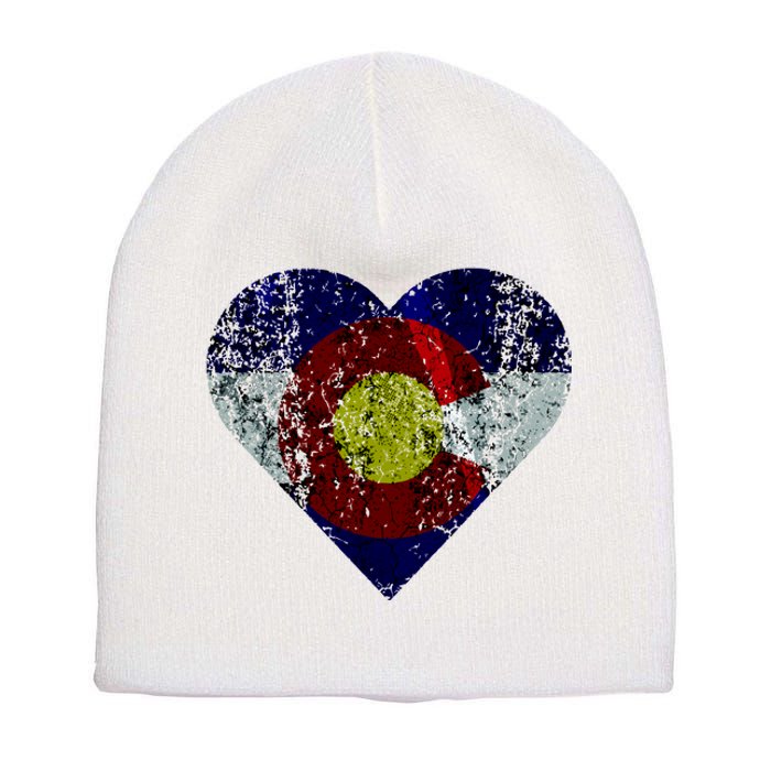 Colorado Flag Heart Short Acrylic Beanie