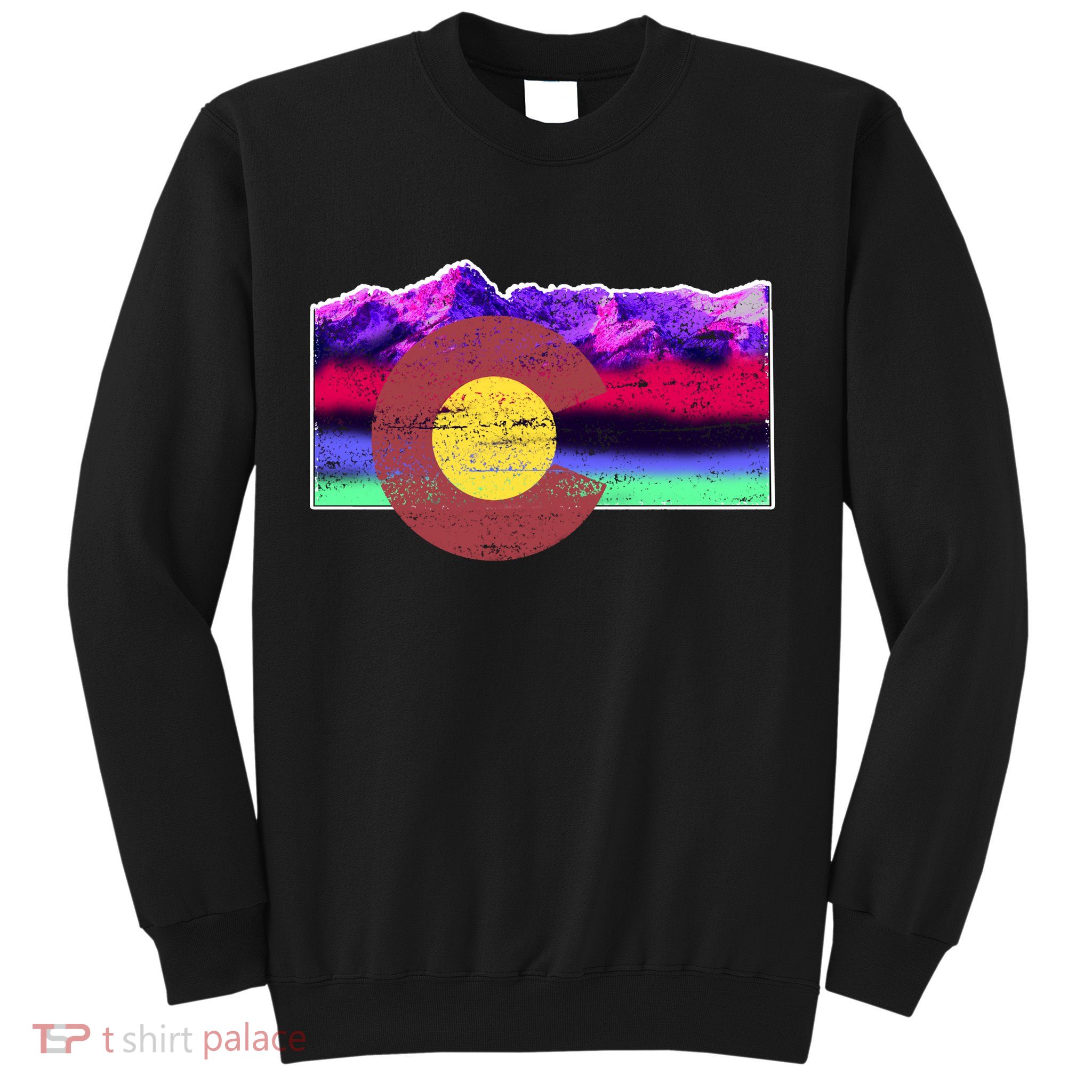 Colorado Flag Mountains Retro Vintage Distressed Sweatshirt
