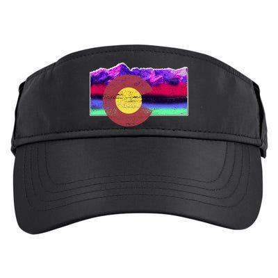 Colorado Flag Mountains Retro Vintage Distressed Adult Drive Performance Visor
