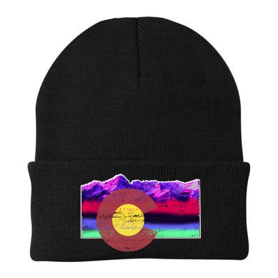 Colorado Flag Mountains Retro Vintage Distressed Beanie