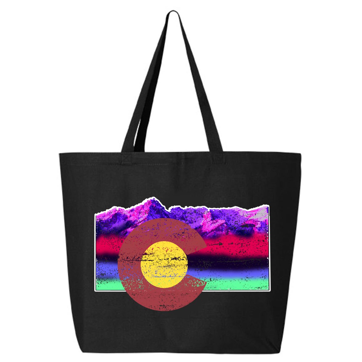 Colorado Flag Mountains Retro Vintage Distressed 25L Jumbo Tote