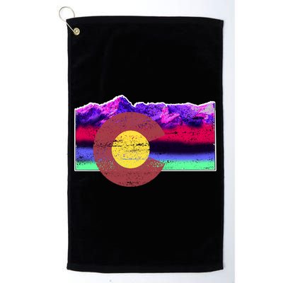 Colorado Flag Mountains Retro Vintage Distressed Golf Towel