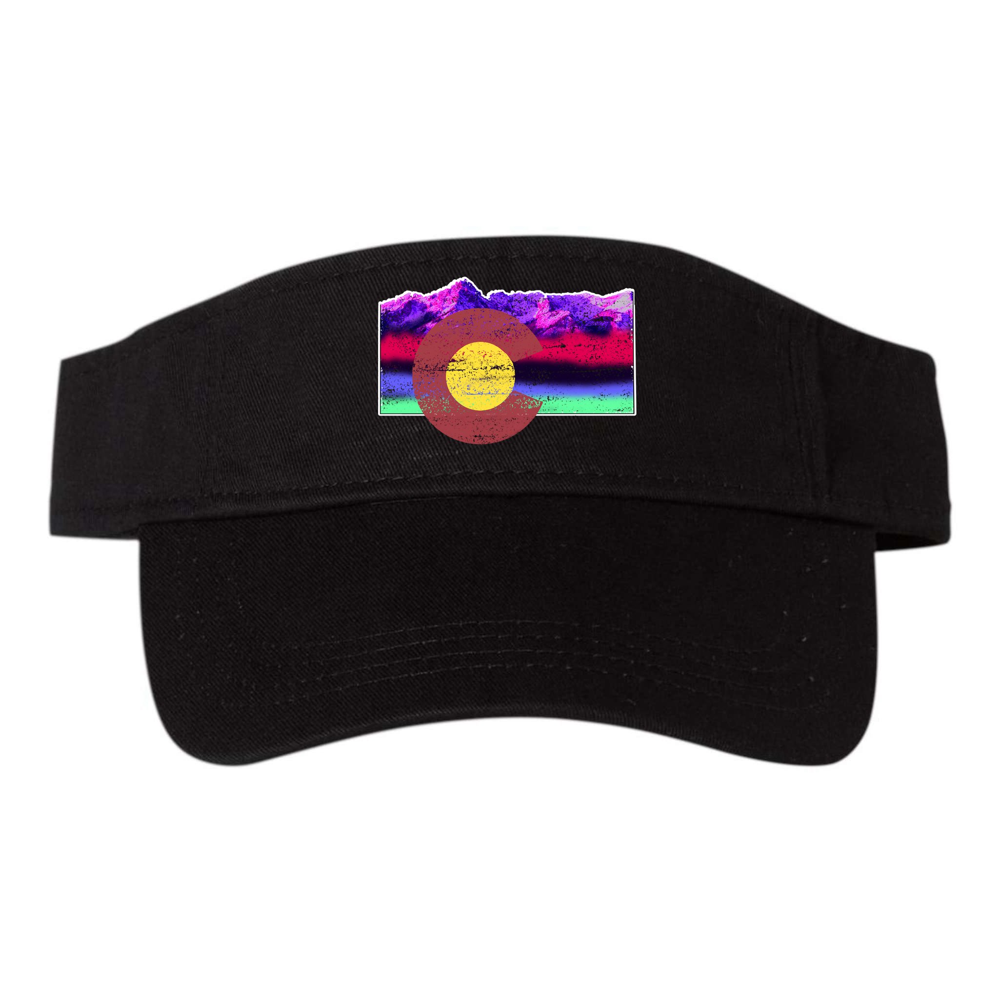 Colorado Flag Mountains Retro Vintage Distressed Visor