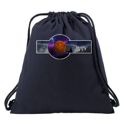 Colorado Flag Retro Mountains Wilderness Drawstring Bag