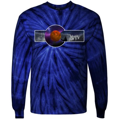 Colorado Flag Retro Mountains Wilderness Tie-Dye Long Sleeve Shirt