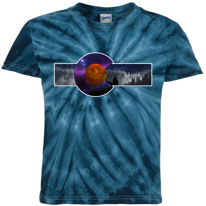 Colorado Flag Retro Mountains Wilderness Kids Tie-Dye T-Shirt