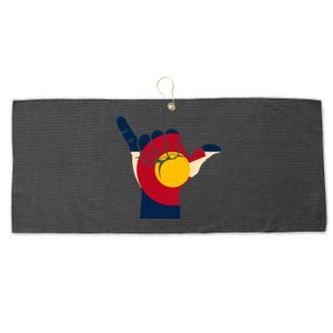 Colorado Flag Shake Hand Sign  Large Microfiber Waffle Golf Towel