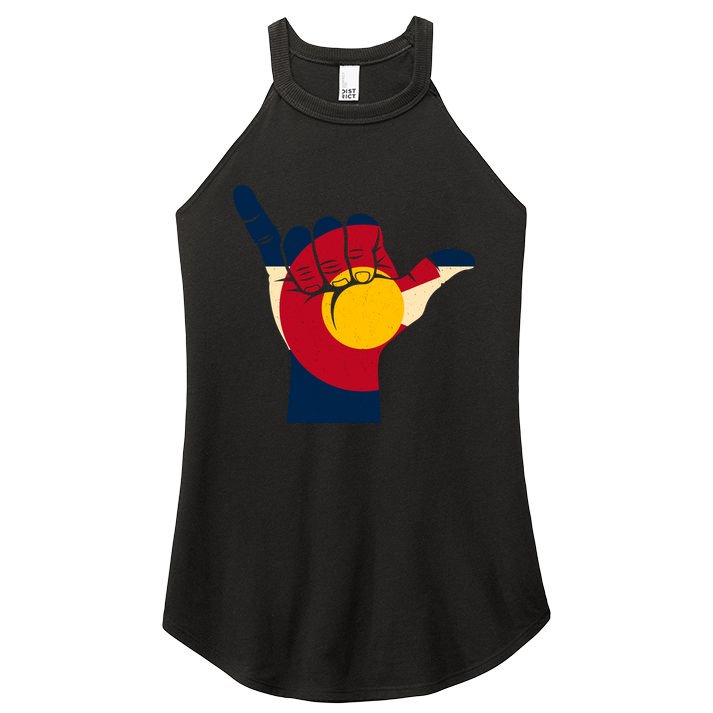 Colorado Flag Shake Hand Sign  Women's Perfect Tri Rocker Tank