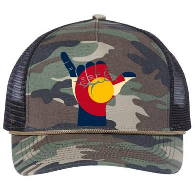 Colorado Flag Shake Hand Sign  Retro Rope Trucker Hat Cap