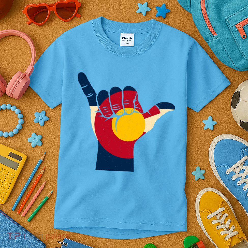 Colorado Flag Shake Hand Sign  Kids T-Shirt