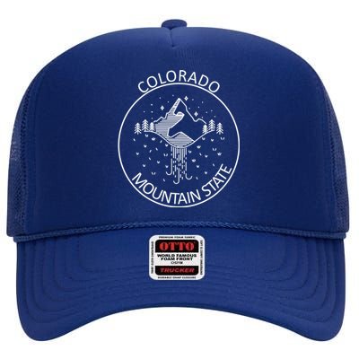 Colorado Mountain State Emblem High Crown Mesh Back Trucker Hat