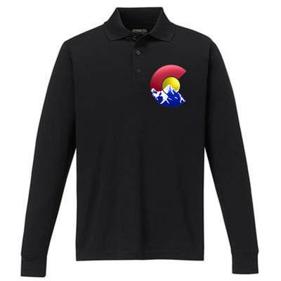 Colorado Mountains Performance Long Sleeve Polo