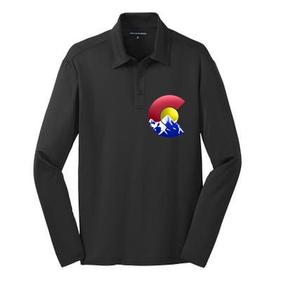 Colorado Mountains Silk Touch Performance Long Sleeve Polo