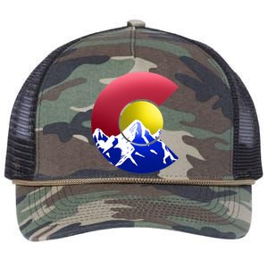 Colorado Mountains Retro Rope Trucker Hat Cap