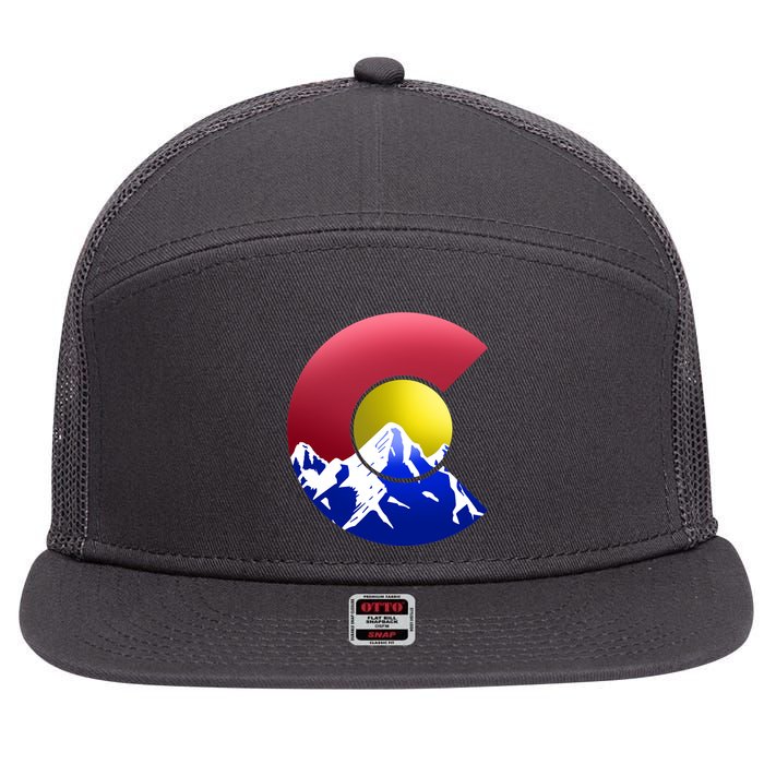 Colorado Mountains 7 Panel Mesh Trucker Snapback Hat