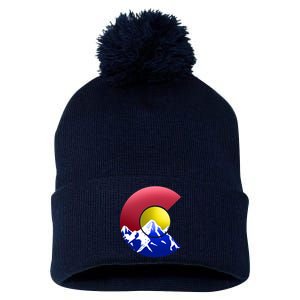 Colorado Mountains Pom Pom 12in Knit Beanie