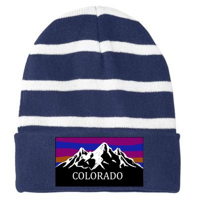 Colorado Mountains Outdoor Flag MCMA Striped Beanie with Solid Band