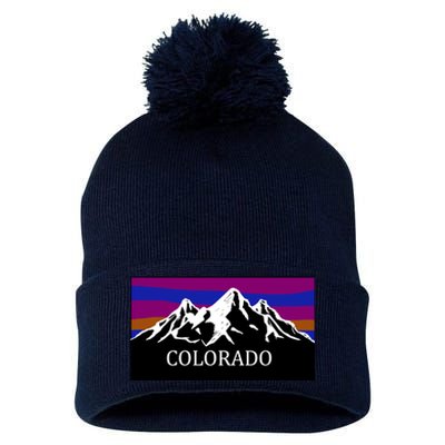 Colorado Mountains Outdoor Flag MCMA Pom Pom 12in Knit Beanie