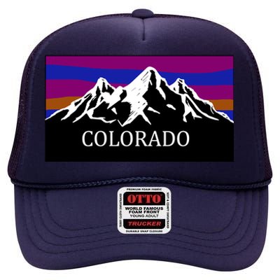 Colorado Mountains Outdoor Flag MCMA High Crown Mesh Back Trucker Hat