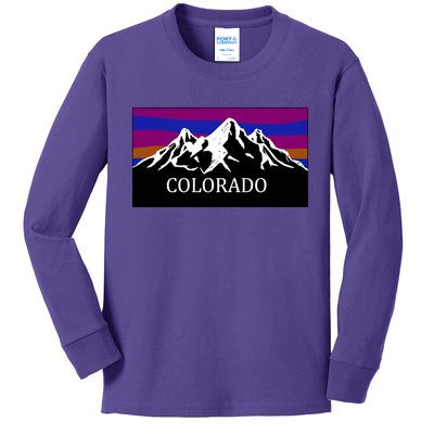 Colorado Mountains Outdoor Flag MCMA Kids Long Sleeve Shirt