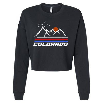 Colorado Mountains Retro Vintage Cropped Pullover Crew