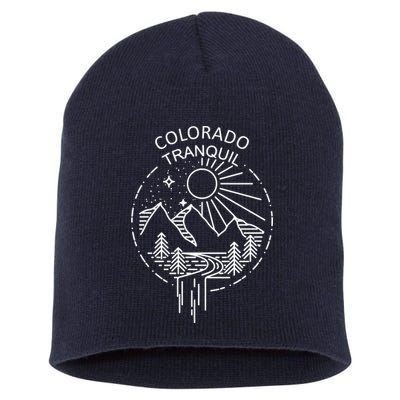 Colorado Tranquil Mountains Short Acrylic Beanie
