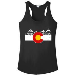 Colorado Wilderness Mountains Flag Ladies PosiCharge Competitor Racerback Tank