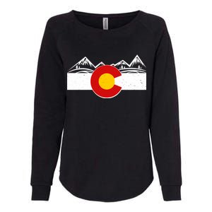 Colorado Wilderness Mountains Flag Womens California Wash Sweatshirt