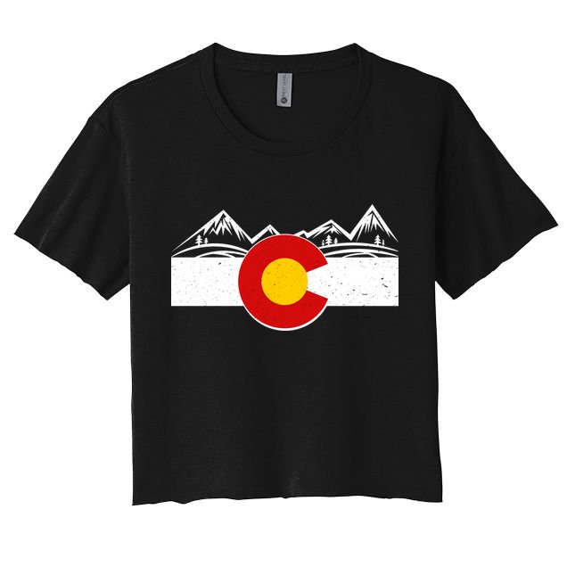Colorado Wilderness Mountains Flag Crop Top