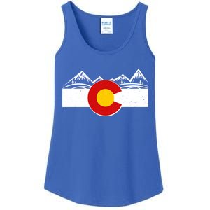 Colorado Wilderness Mountains Flag Ladies Essential Tank