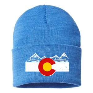 Colorado Wilderness Mountains Flag Sustainable Knit Beanie