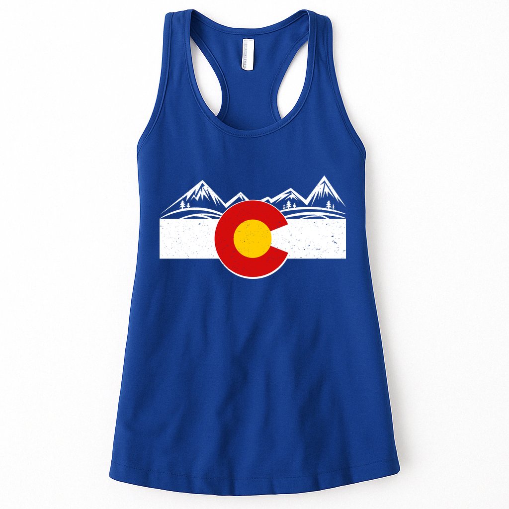 Colorado Wilderness Mountains Flag Womens Tank Top