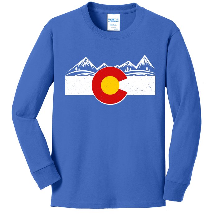 Colorado Wilderness Mountains Flag Kids Long Sleeve Shirt