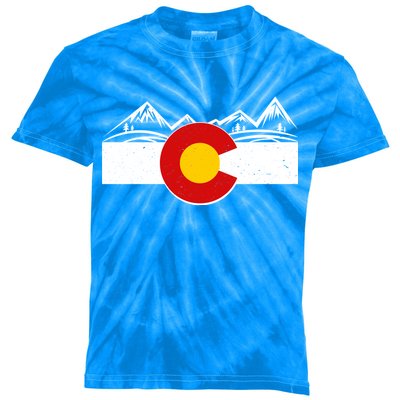 Colorado Wilderness Mountains Flag Kids Tie-Dye T-Shirt