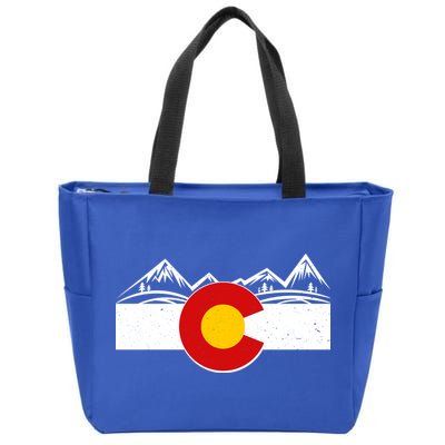 Colorado Wilderness Mountains Flag Zip Tote Bag
