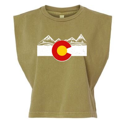 Colorado Wilderness Mountains Flag Garment-Dyed Women's Muscle Tee