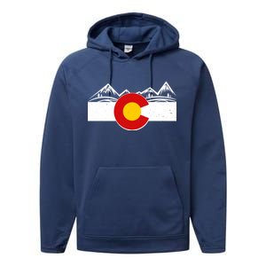 Colorado Wilderness Mountains Flag Performance Fleece Hoodie